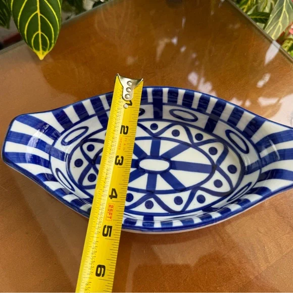 Dansk Blue and White Ceramic Oval Dish - Picture 6 of 9